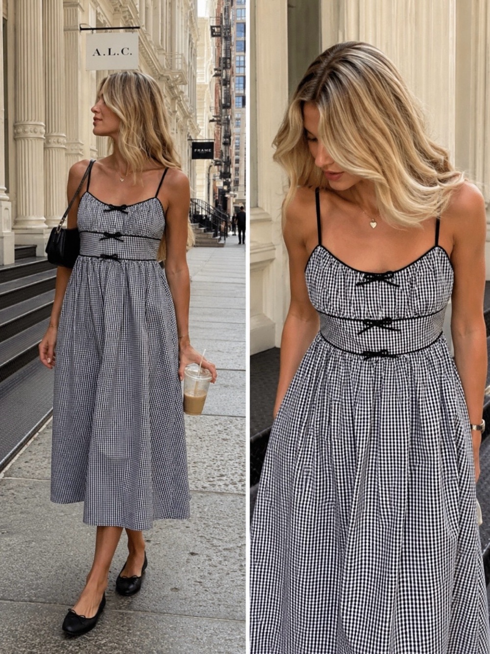 House of Harlow 1960 Black and White Gingham Maxi Dress